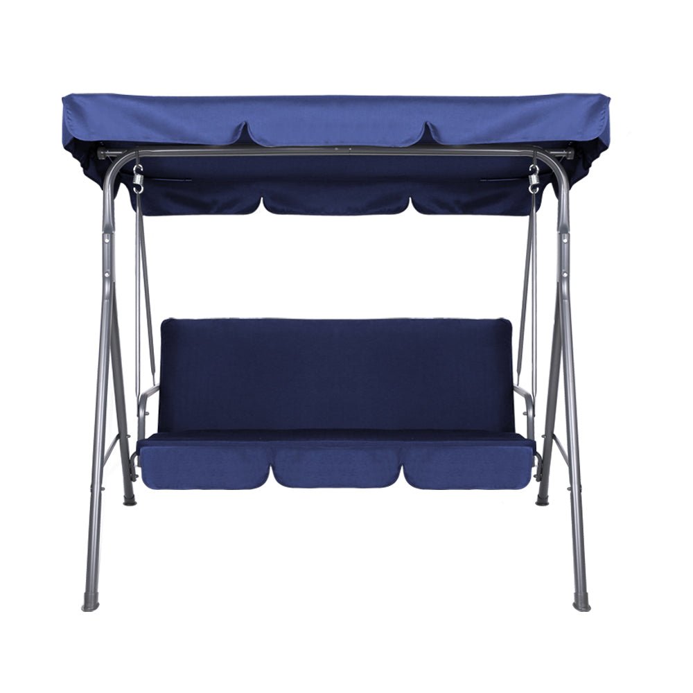 Outdoor Swing Chair Garden Bench Furniture Canopy 3 Seater Navy - Furniture > Outdoor - Bedzy Australia
