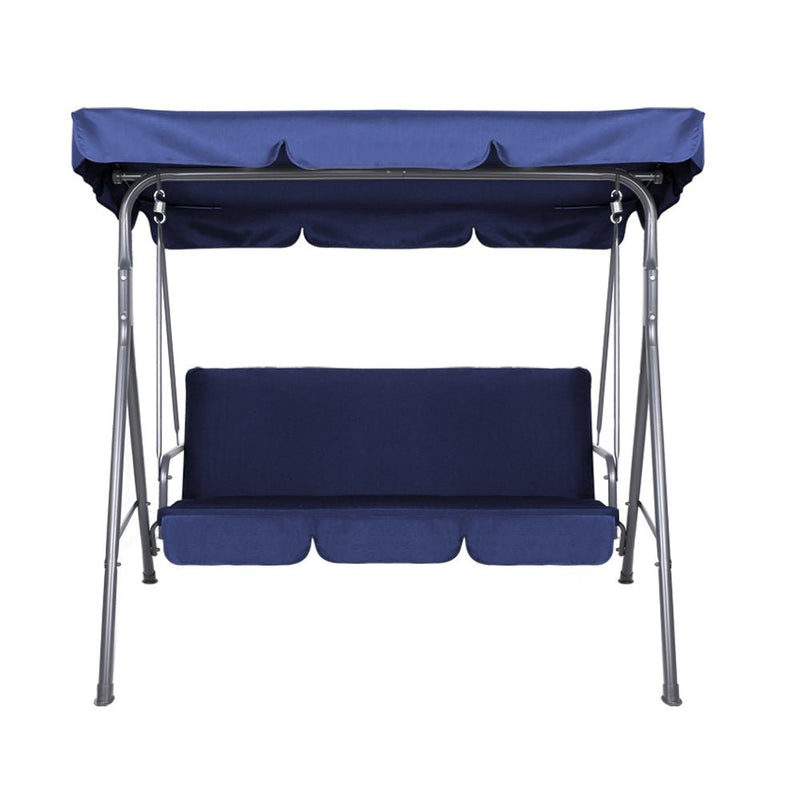 Outdoor Swing Chair Garden Bench Furniture Canopy 3 Seater Navy - Furniture > Outdoor - Bedzy Australia