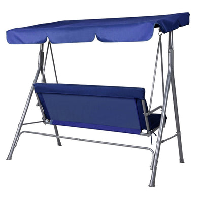 Outdoor Swing Chair Garden Bench Furniture Canopy 3 Seater Navy - Furniture > Outdoor - Bedzy Australia
