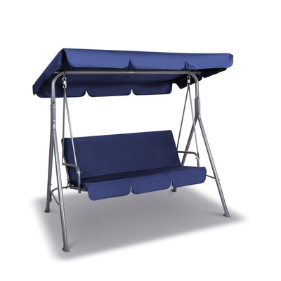 Outdoor Swing Chair Garden Bench Furniture Canopy 3 Seater Navy - Furniture > Outdoor - Bedzy Australia