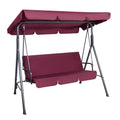 Outdoor Swing Chair Garden Bench Furniture Canopy 3 Seater Wine Red