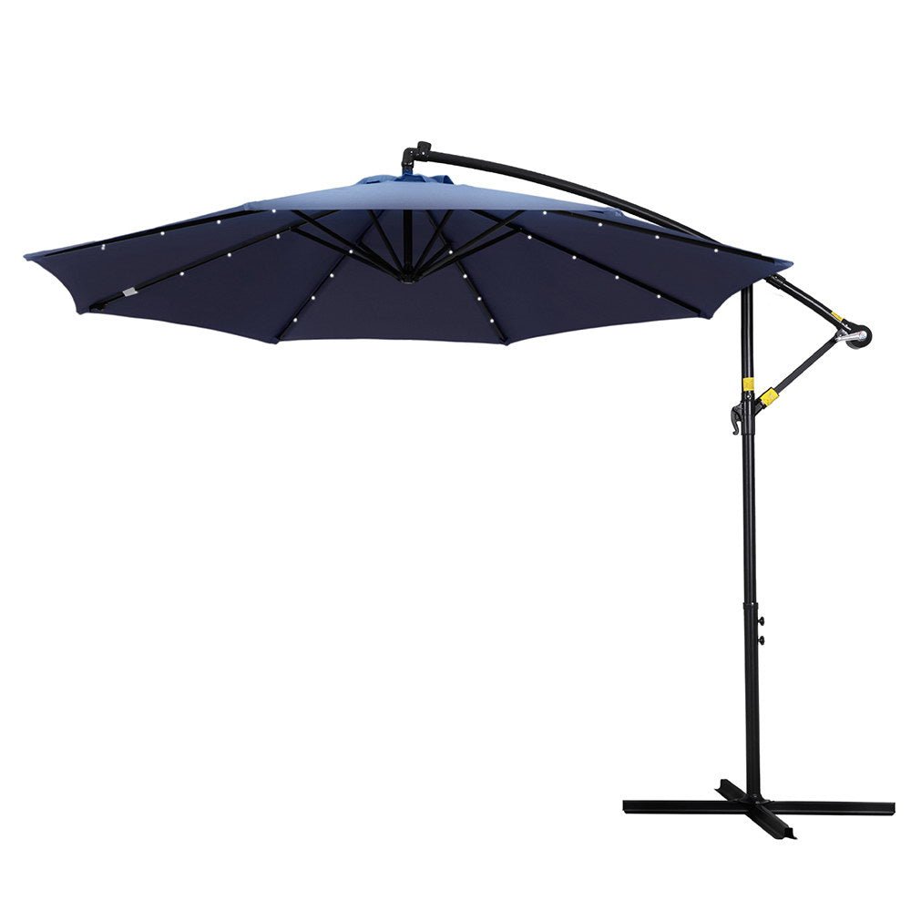 Outdoor Umbrella 3M Cantilever Beach LED Umbrellas Garden Shade Patio - Home & Garden > Shading > Umbrellas & Sunshades - Bedzy Australia