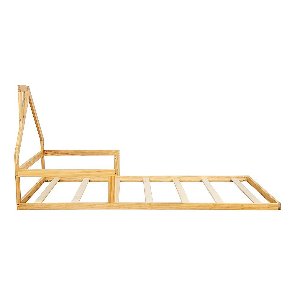 Pine Wood Floor Bed House Frame for Kids and Toddlers - Furniture > Bedroom - Bedzy Australia