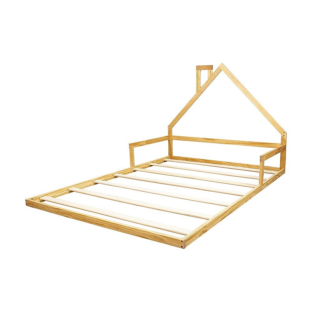 Pine Wood Floor Bed House Frame for Kids and Toddlers - Furniture > Bedroom - Bedzy Australia