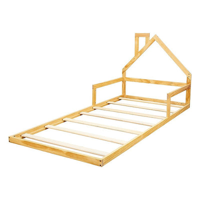 Pine Wood Floor Bed House Frame for Kids and Toddlers - Furniture > Bedroom - Bedzy Australia