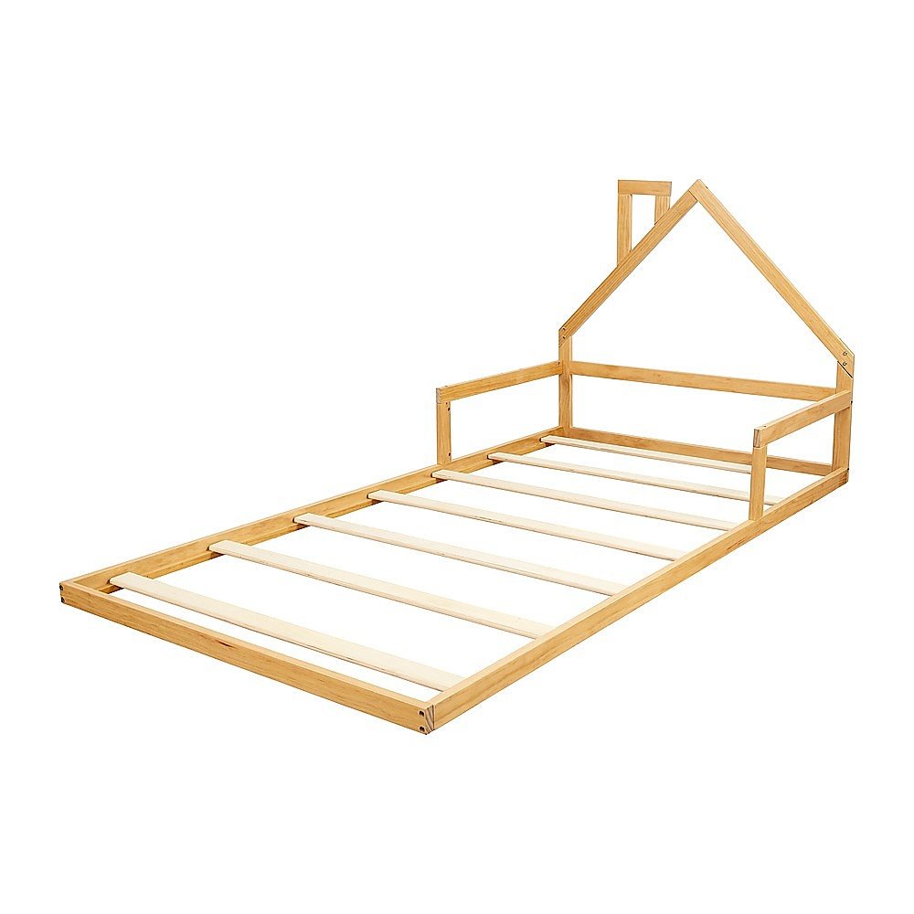 Pine Wood Floor Bed House Frame for Kids and Toddlers - Furniture > Bedroom - Bedzy Australia