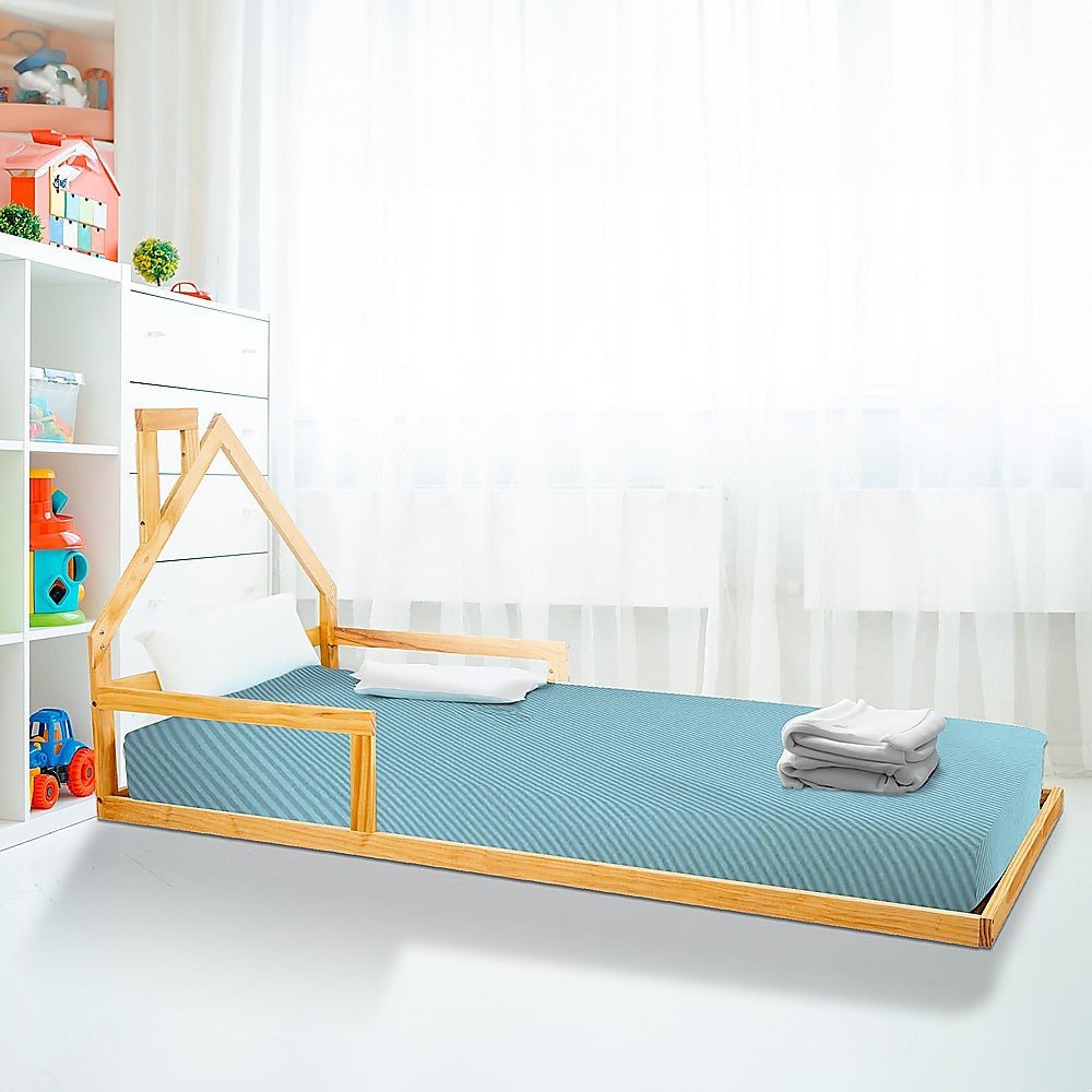 Pine Wood Floor Bed House Frame for Kids and Toddlers - Furniture > Bedroom - Bedzy Australia