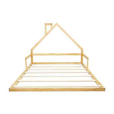 Pine Wood Floor Bed House Frame for Kids and Toddlers - Furniture > Bedroom - Bedzy Australia