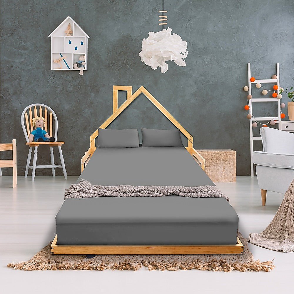 Pine Wood Floor Bed House Frame for Kids and Toddlers - Furniture > Bedroom - Bedzy Australia