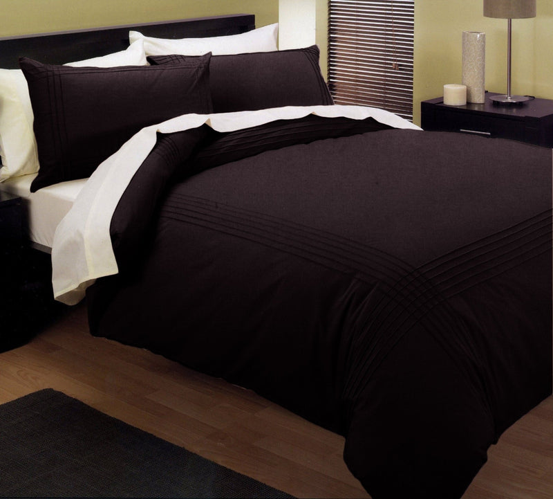 Pintuck Quilt Cover Set Chocolate Queen - Home & Garden > Bedding - Bedzy Australia