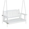 Porch Swing Chair with Chain Garden Bench Outdoor Furniture Wooden White