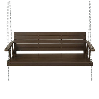 Porch Swing Chair with Chain Outdoor Furniture 3 Seater Bench Wooden Brown - Furniture > Outdoor - Bedzy Australia