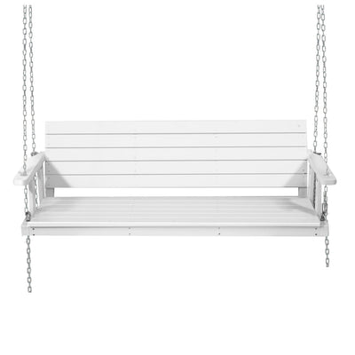 Porch Swing Chair with Chain Outdoor Furniture 3 Seater Bench Wooden White - Furniture > Outdoor - Bedzy Australia