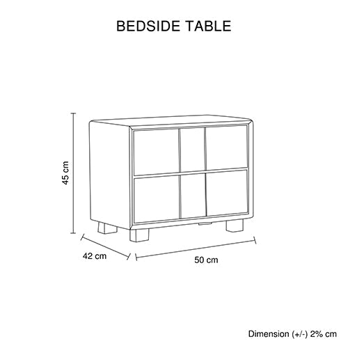 Prado Bedside Table MDF Construction Fabric Upholstery Iron Feet - Furniture > Bedroom > Bedside Tables - Bedzy Australia