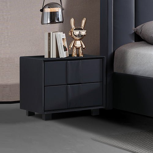 Prado Bedside Table MDF Construction Fabric Upholstery Iron Feet - Furniture > Bedroom > Bedside Tables - Bedzy Australia
