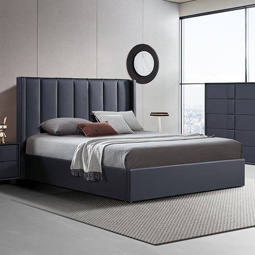 Prado Gas Lift Queen Bed Frame Non - woven Fabric MDF KD Slats - Furniture > Bedroom > Beds & Bed Frames - Bedzy Australia