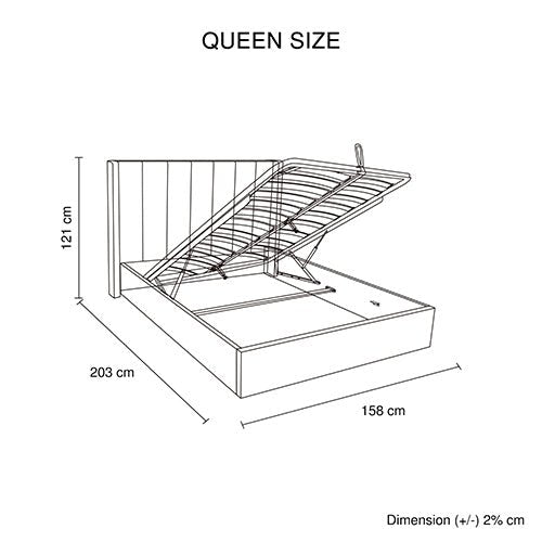 Prado Gas Lift Queen Bed Frame Non - woven Fabric MDF KD Slats - Furniture > Bedroom > Beds & Bed Frames - Bedzy Australia