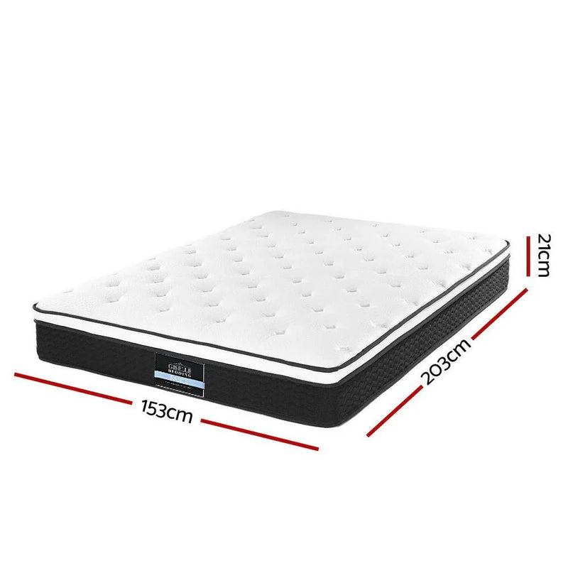 Queen Package | Aura Bed Frame With 2 Storage Drawers White & Bonita Pillow Top Mattress (Medium Firm) mattress with dimensions 153x203x21cm