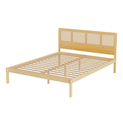 Queen Package | Rita Rattan Wooden Bed Frame Pine & Bonita Euro Top Mattress (Medium Firm) - Baby & Kids > Kid's Furniture > Kid's Beds & Bed Frames - Bedzy Australia