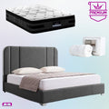 Queen Premium Package | Bedzy Signature Halcyon Bed Frame Black, Luna Series Euro Top Mattress (Medium Firm) & Bamboo Mattress Topper!