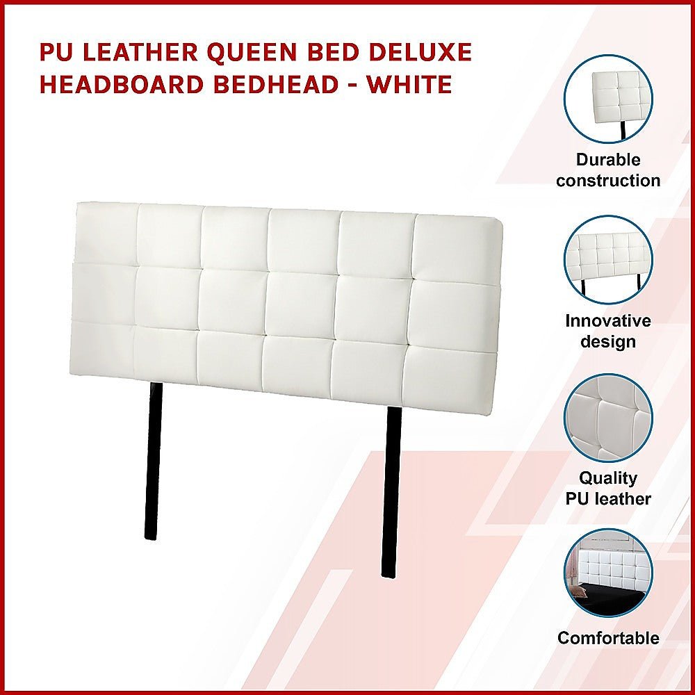Queen Size | Deluxe Headboard Bedhead (White) - Bedzy Australia
