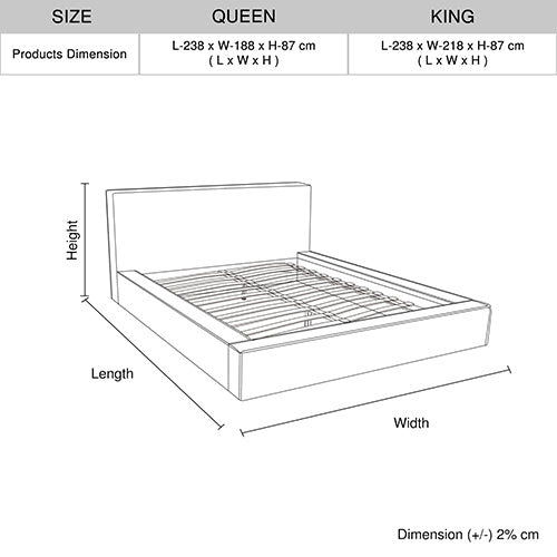 Ralph Queen Bed Frame Fabric Upholstery in KD slat - Furniture > Bar Stools & Chairs > Arm Chairs & Recliners - Bedzy Australia