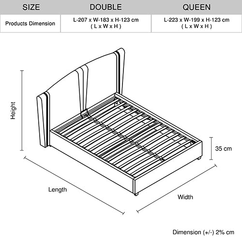 Roman Bed Frame Double Size Black Velvet Fabric with Gas Lift plywood metal structure - Furniture > Bedroom > Beds & Bed Frames - Bedzy Australia