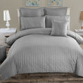 Seersucker Queen Size Grey Duvet Quilt Cover Set
