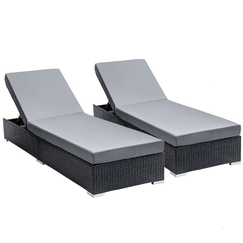Set of 2 Finnley Outdoor Sun Loungers - Interchangeable colours: Beige, Grey, Red - Furniture > Outdoor - Bedzy Australia