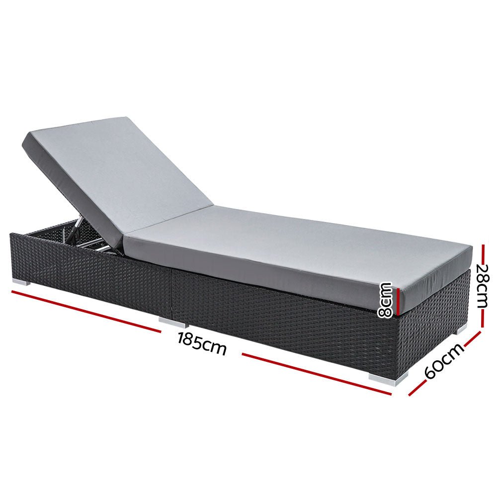 Set of 2 Finnley Outdoor Sun Loungers - Interchangeable colours: Beige, Grey, Red - Furniture > Outdoor - Bedzy Australia