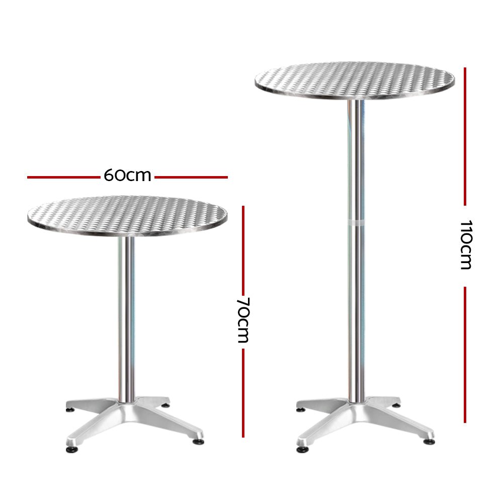 Set of 2 Outdoor Bar Table Aluminium Round 70/110CM - Furniture > Outdoor - Bedzy Australia