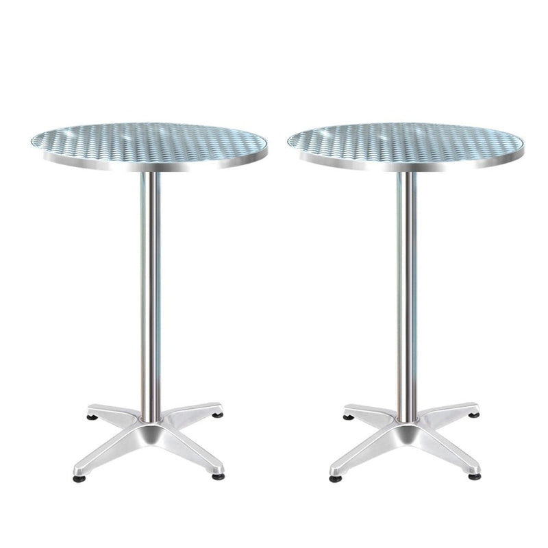 Set of 2 Outdoor Bar Table Aluminium Round 70/110CM - Furniture > Outdoor - Bedzy Australia