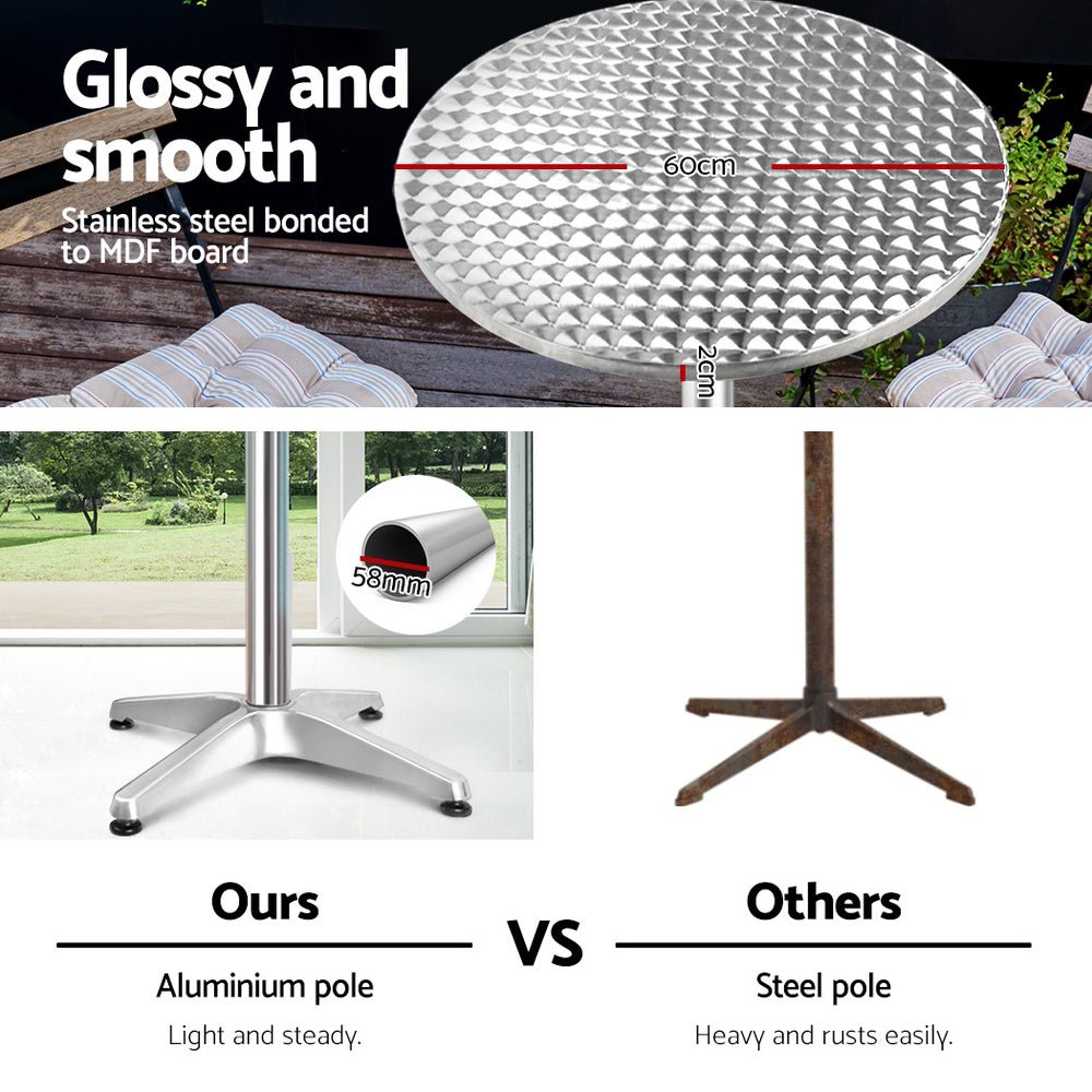 Set of 2 Outdoor Bar Table Aluminium Round 70/110CM - Furniture > Outdoor - Bedzy Australia