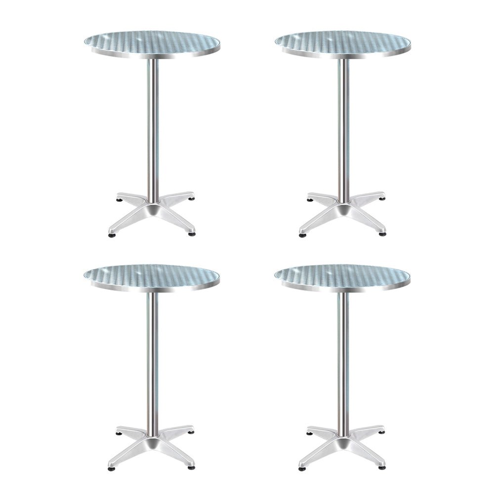 Set of 4 Outdoor Bar Table Aluminium Round 70/110CM - Furniture > Outdoor - Bedzy Australia