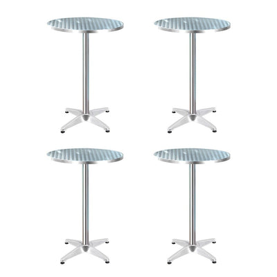 Set of 4 Outdoor Bar Table Aluminium Round 70/110CM - Furniture > Outdoor - Bedzy Australia