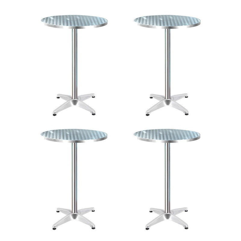 Set of 4 Outdoor Bar Table Aluminium Round 70/110CM - Furniture > Outdoor - Bedzy Australia