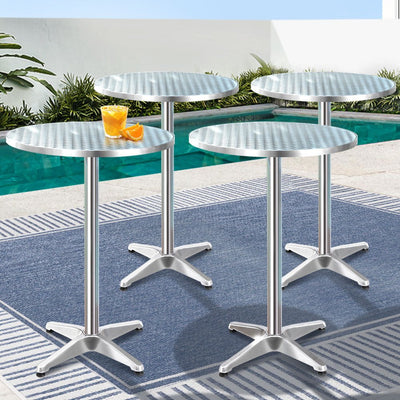 Set of 6 Outdoor Bar Table Aluminium Round 70/110CM - Furniture > Outdoor - Bedzy Australia