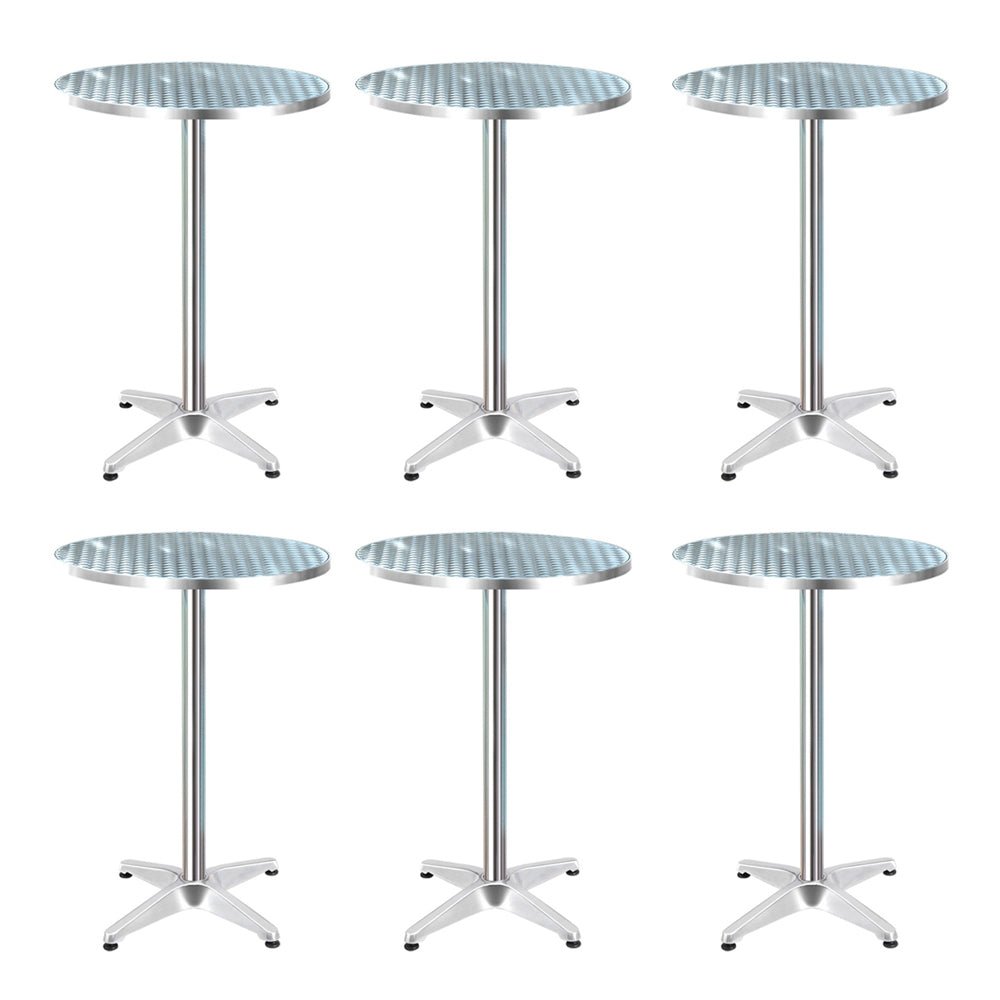 Set of 6 Outdoor Bar Table Aluminium Round 70/110CM - Furniture > Outdoor - Bedzy Australia