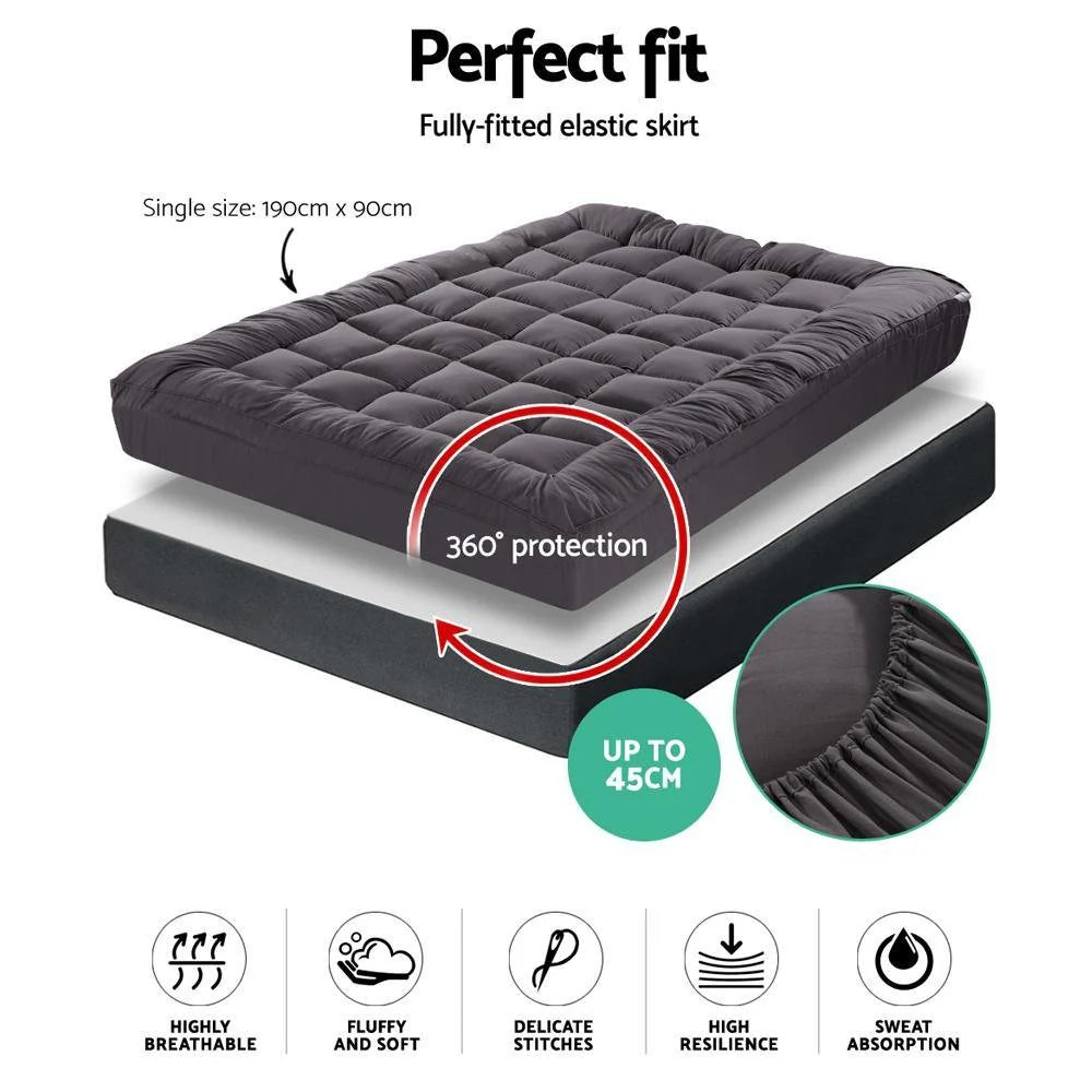 Single Premium Package | Albany Boucle Bed Frame Cream White, Alanya Euro Top Pocket Spring Mattress (Medium Firm) & Pillowtop Mattress Topper