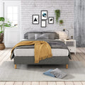 Single Metal Bed Frame Mattress Foundation - Dark Grey