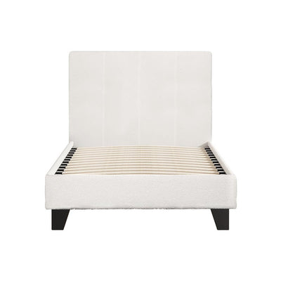 Single Package | Coogee Cuddly White Bouclé Bed Frame & Bonita Pillow Top Mattress (Medium Firm) - Bedzy Australia