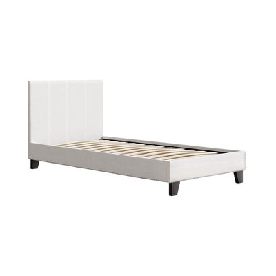Single Package | Coogee Cuddly White Bouclé Bed Frame & Bonita Pillow Top Mattress (Medium Firm) - Bedzy Australia