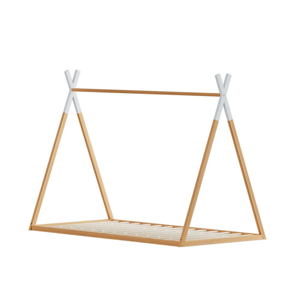Single Package | Low - set Teepee Style Floor Bed Frame, Alzbeta Mattress (Medium firm) & Waterproof Bamboo Mattress Protector - Baby & Kids > Kid's Furniture > Kid's Beds & Bed Frames - Bedzy Australia