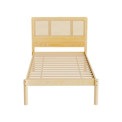 Single Package | Rita Rattan Wooden Bed Frame Pine & Bonita Pillow Top Mattress (Medium Firm) - Baby & Kids > Kid's Furniture > Kid's Beds & Bed Frames - Bedzy Australia