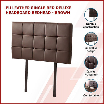 Single Size | Deluxe Headboard Bedhead (Brown) - Bedzy Australia