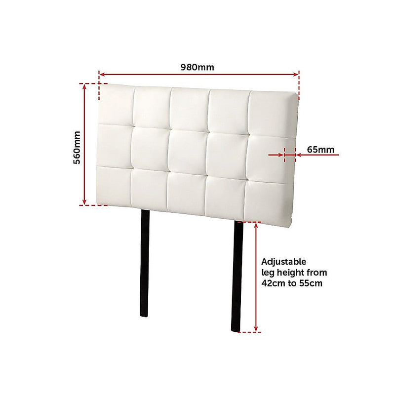 Single Size | Deluxe Headboard Bedhead (White) - Bedzy Australia