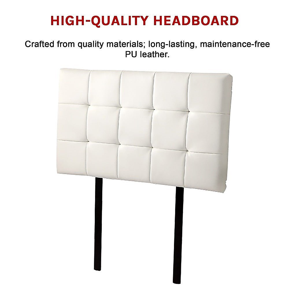 Single Size | Deluxe Headboard Bedhead (White) - Bedzy Australia