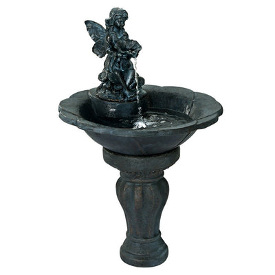 Solar Water Feature with LED Lights Angel 94cm - Home & Garden > Fountains - Bedzy Australia