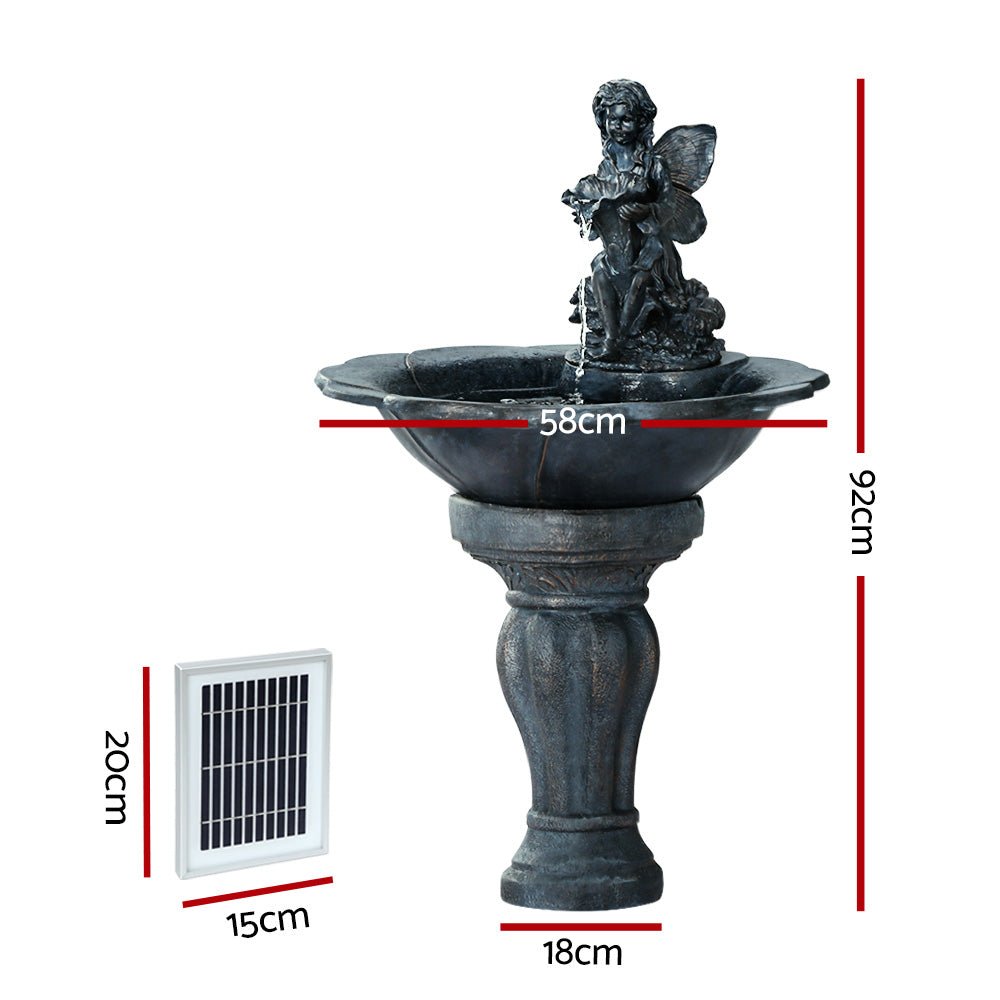 Solar Water Feature with LED Lights Angel 94cm - Home & Garden > Fountains - Bedzy Australia