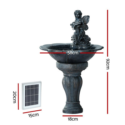 Solar Water Feature with LED Lights Angel 94cm - Home & Garden > Fountains - Bedzy Australia